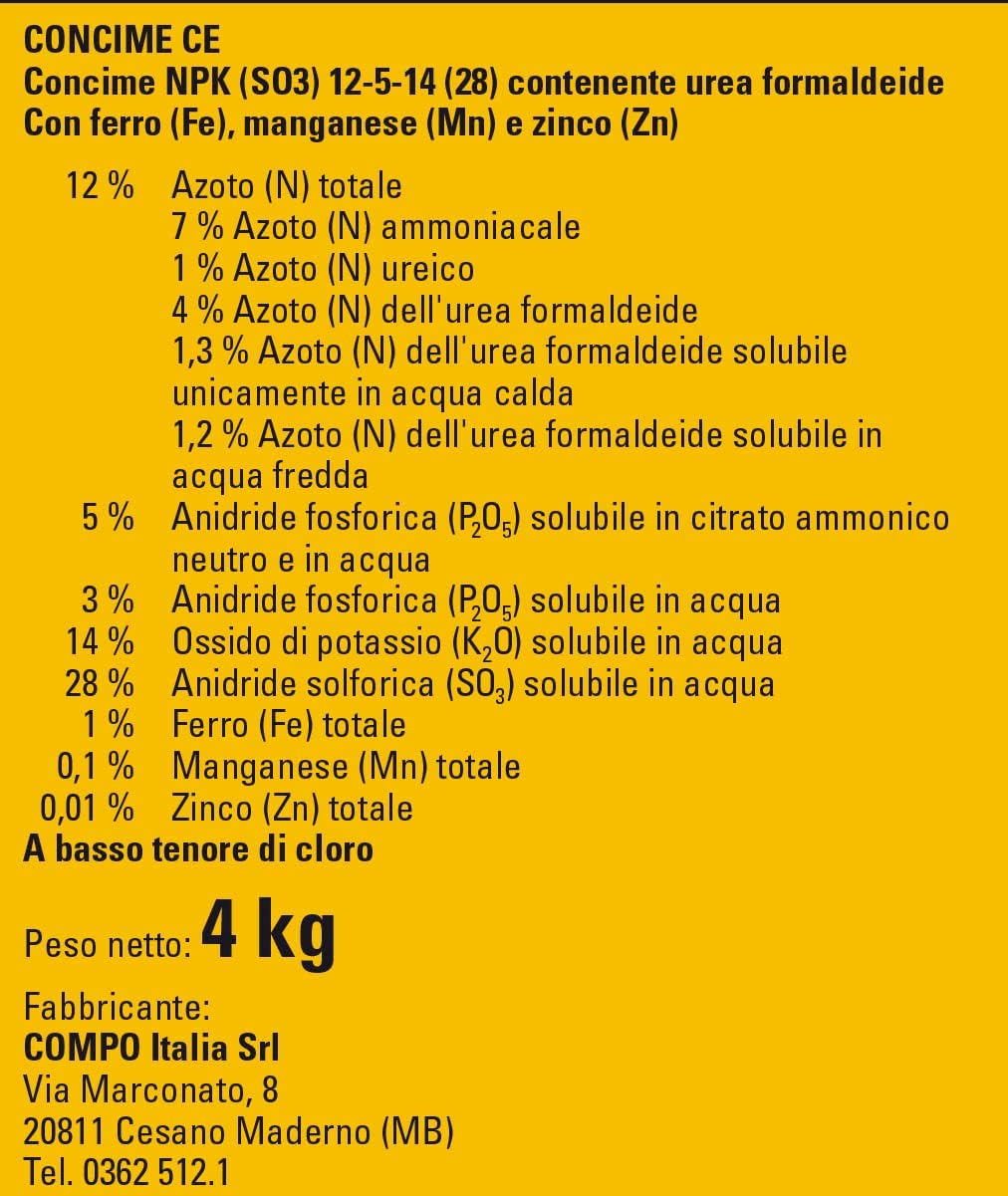 CONCIME UNIVERSALE NPK+ COMPO ORO 4KG GRANULARE COMPLETO