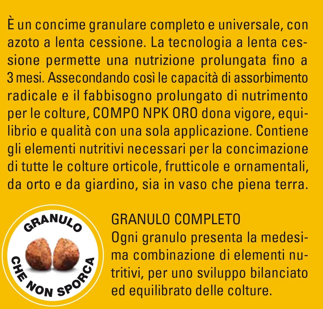 CONCIME UNIVERSALE NPK+ COMPO ORO 4KG GRANULARE COMPLETO