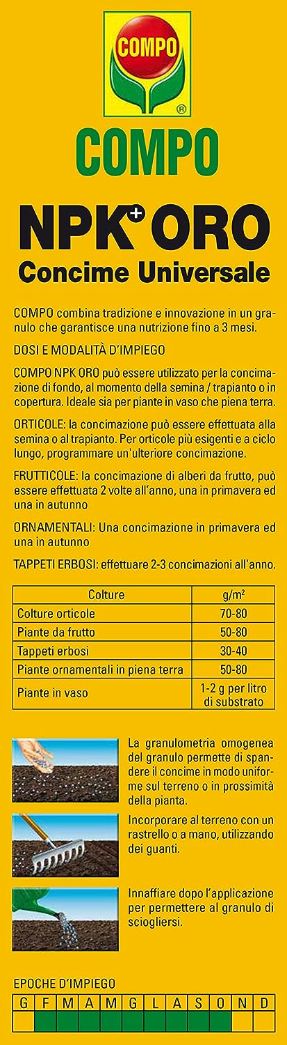 CONCIME UNIVERSALE NPK+ COMPO ORO 4KG GRANULARE COMPLETO