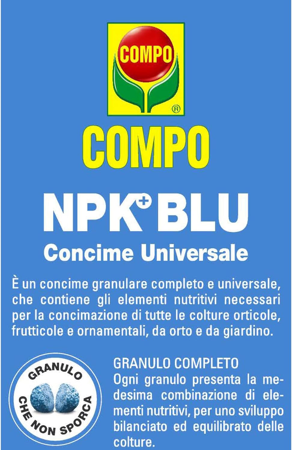 Concime in granuli Universale COMPO NPK+BLU piante orto frutta in sacco da 4 kg