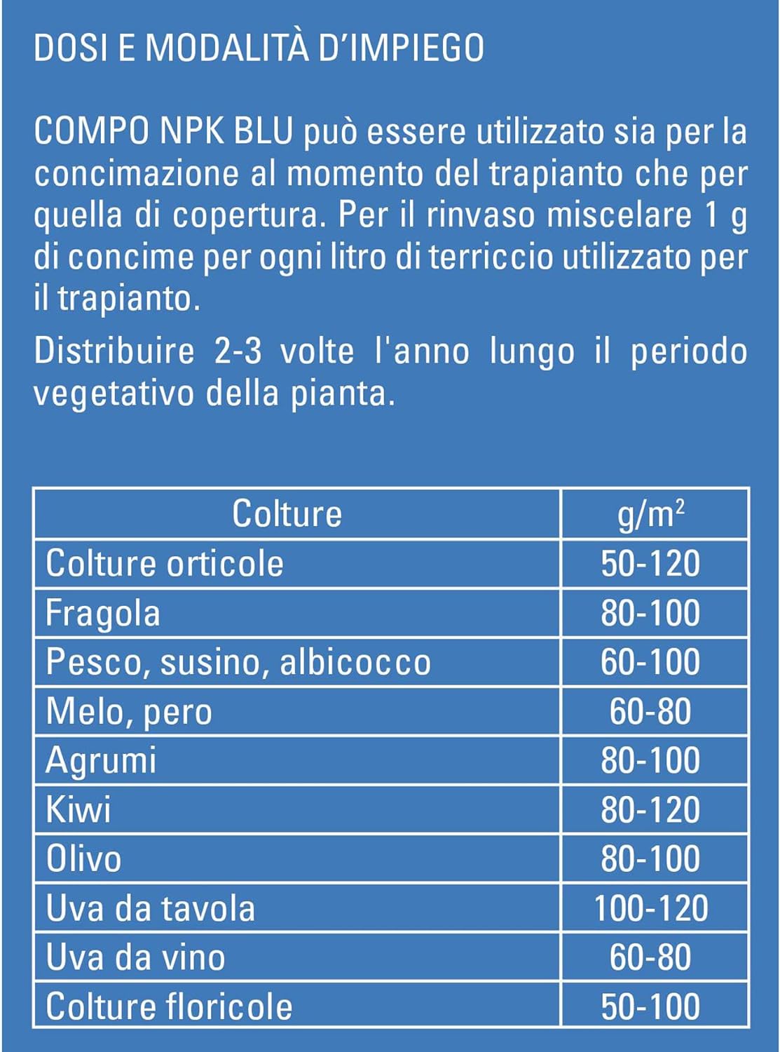 Concime in granuli Universale COMPO NPK+BLU piante orto frutta in sacco da 4 kg