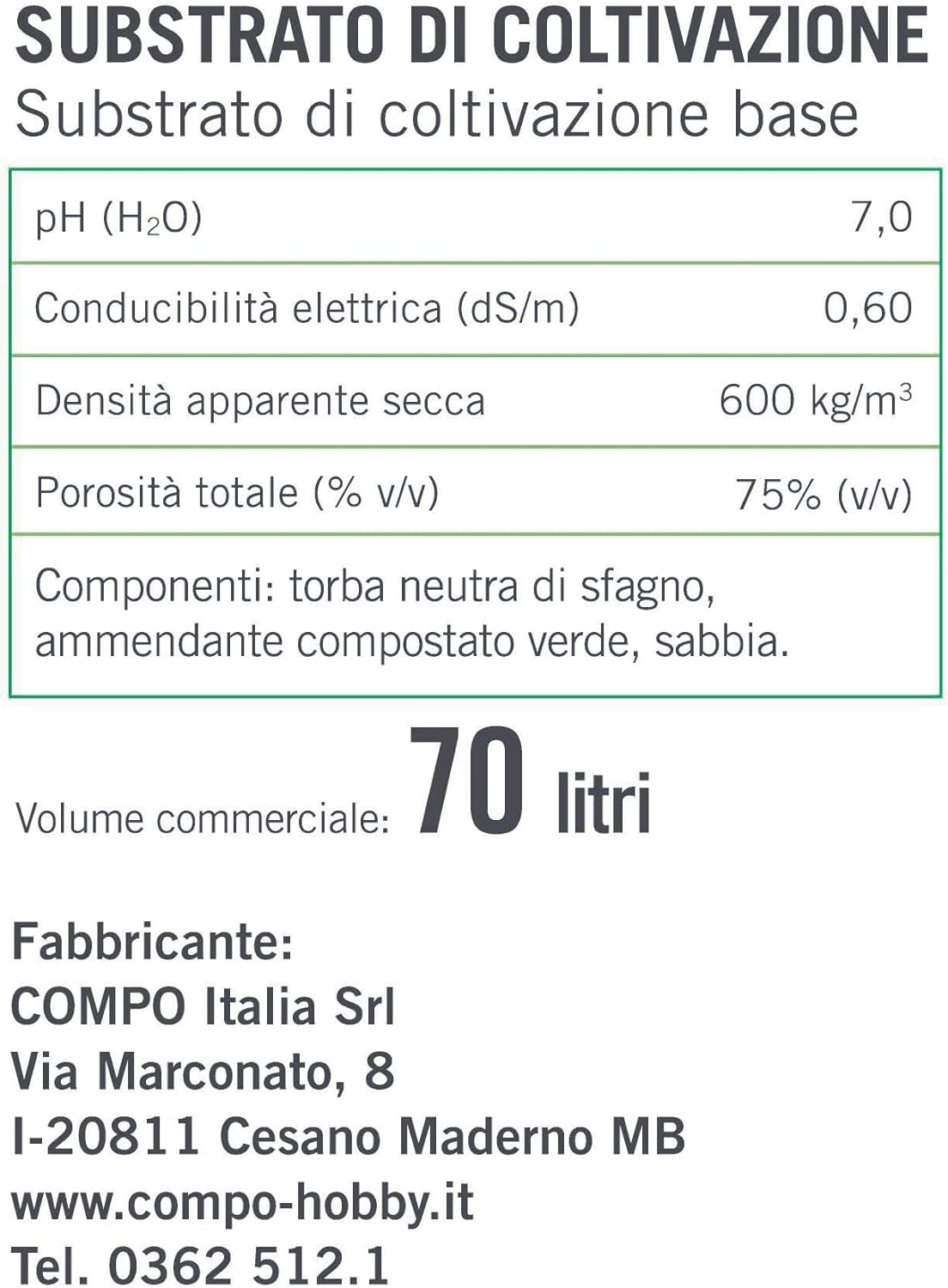 COMPO Naturasol Tappeti Erbosi, Terriccio per Tappeti Erbosi Per la Semina e Rigenerazione di Tutti i Tipi di Prato, Sacco 70 L