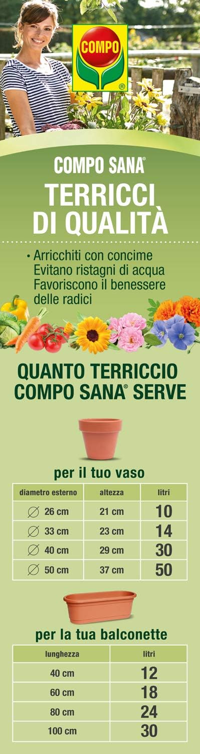 COMPO SANA COMPACT 25 lt Terriccio Universale di qualità Per piante d'appartamento balcone e giardino 25 lt