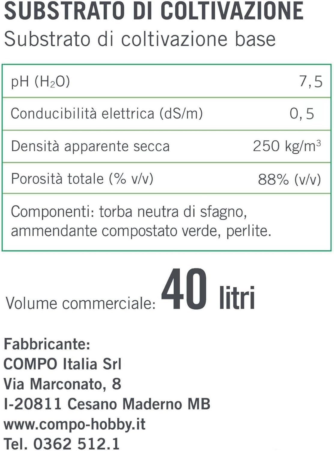 COMPO Naturasol Fioriere e Riempimenti 40 Lt Terriccio per Fioriere e Riempimenti Con Perlite