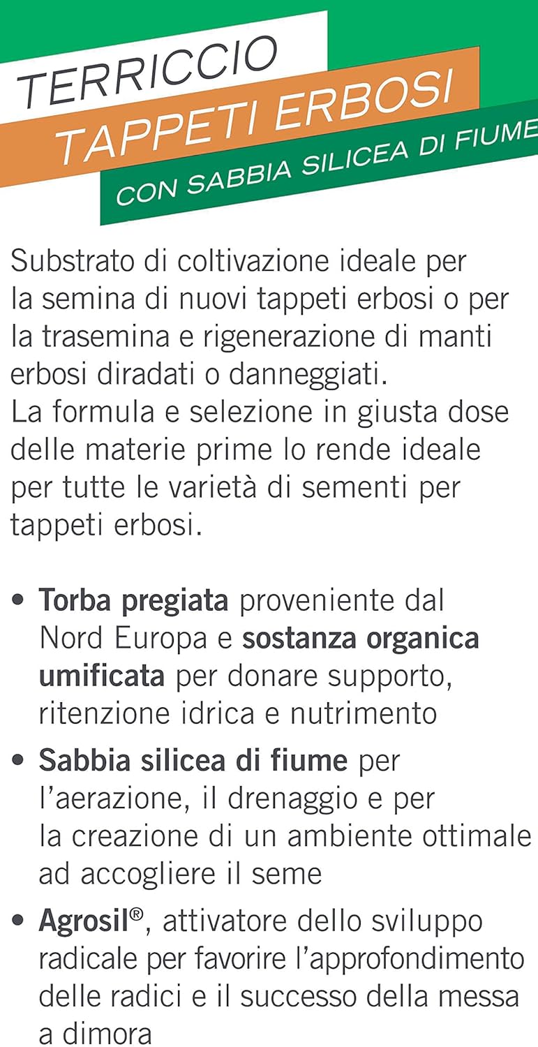 COMPO Naturasol Tappeti Erbosi, Terriccio per Tappeti Erbosi Per la Semina e Rigenerazione di Tutti i Tipi di Prato, Sacco 70 L