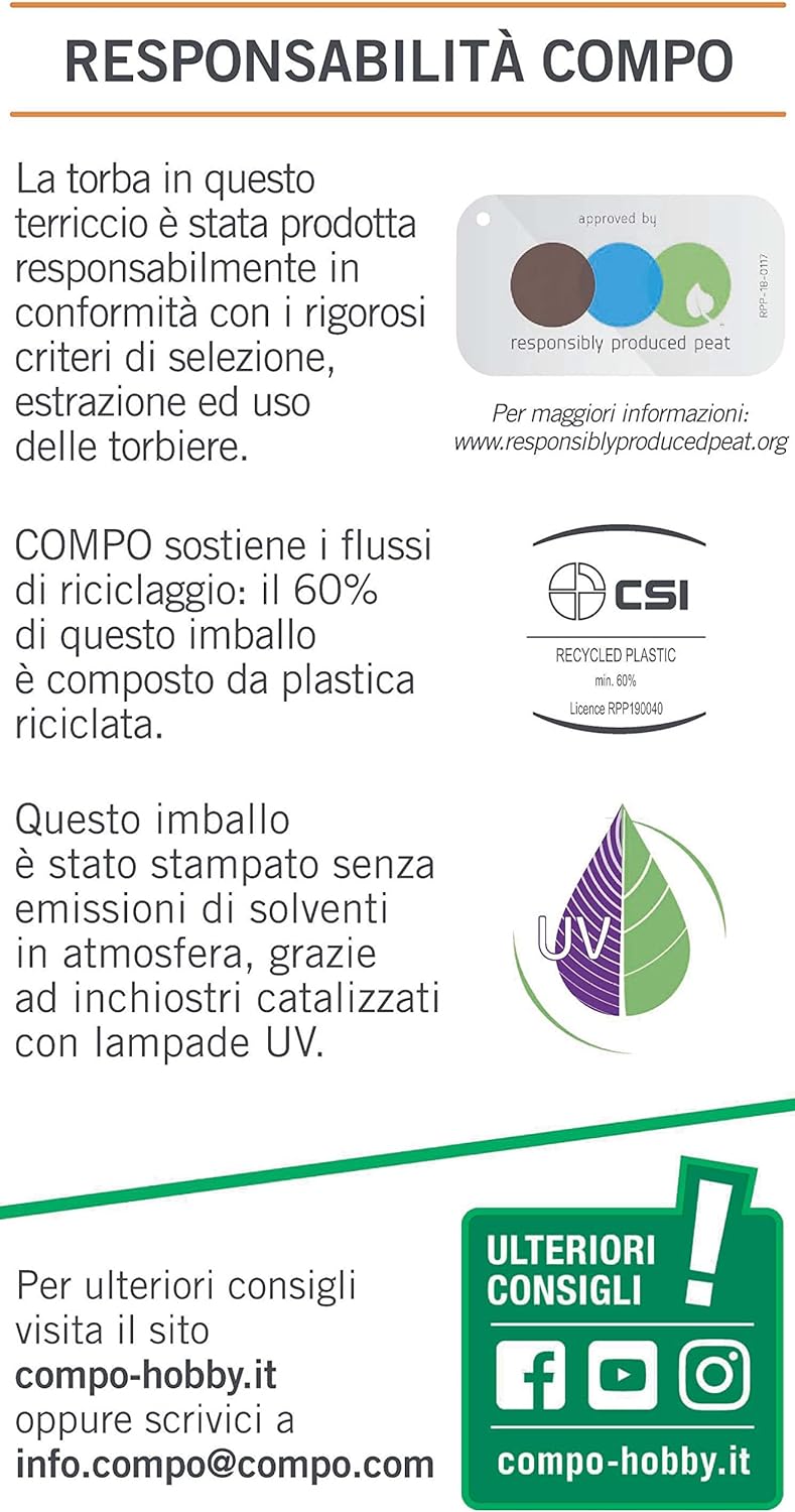 COMPO Naturasol Tappeti Erbosi, Terriccio per Tappeti Erbosi Per la Semina e Rigenerazione di Tutti i Tipi di Prato, Sacco 70 L