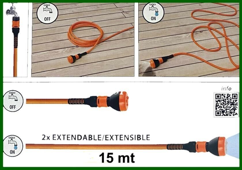TUBO ESTENSIBILE 15M TWIDDY CLABER PER INNAFFIARE COMPLETO DI RACCORDI E LANCIA