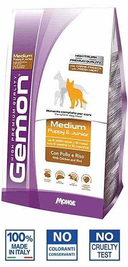 Monge Gemon Medium Puppy e Junior pollo e riso 15 kg per cuccioli cane
