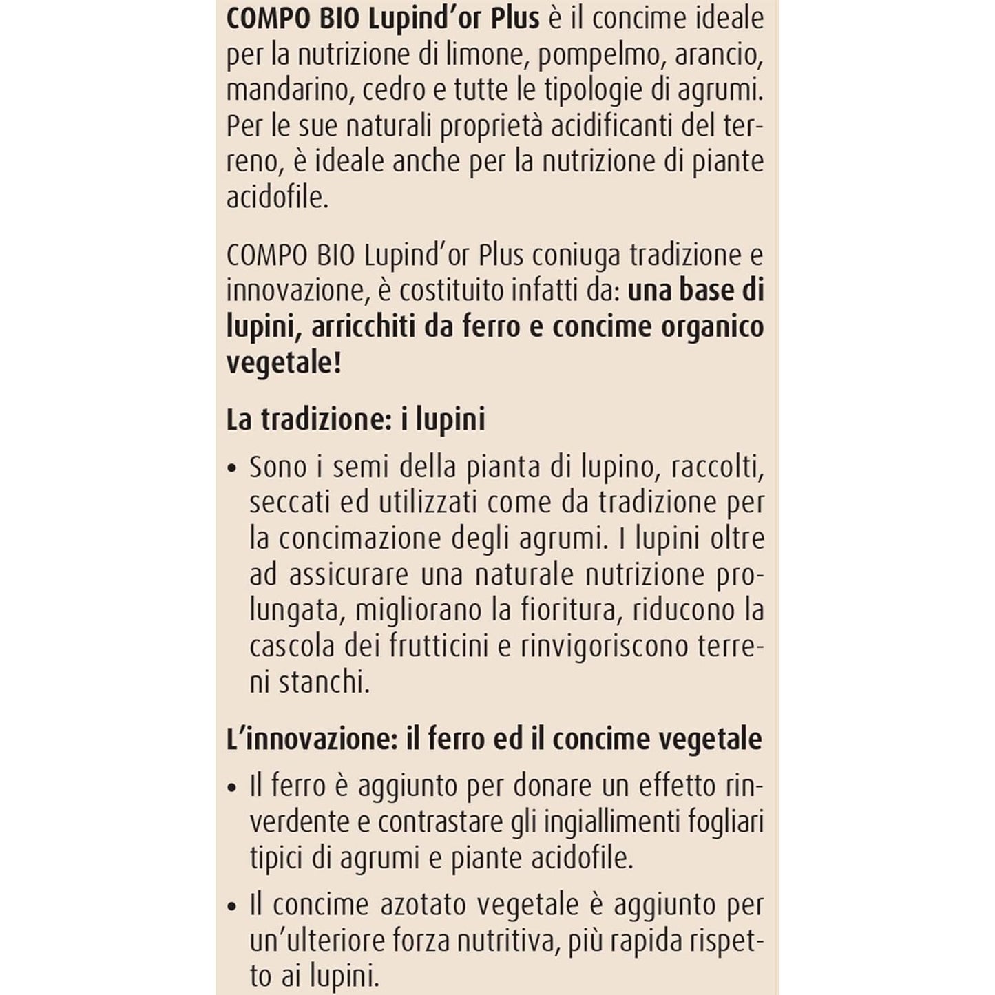 COMPO BIO Lupind’or Concime Organico Naturale a Base di Lupini 800 gr