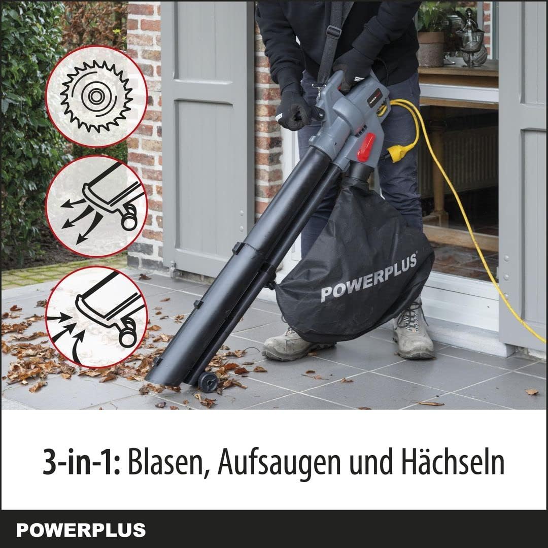 SOFFIATORE ASPIRAFOGLIE ASPIRATORE TRITURATORE POWER PLUS 3000 W