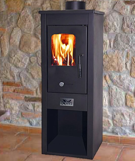 STUFA A LEGNA BRUCIATUTTO RISCALDAMENTO CASA ACCIAIO 6,8kw con vano porta legna