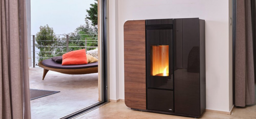 TERMOSTUFA A PELLET IDRO VENTILATA NOBIS H17V LIGHT NOCE AUTOPULENTE 17 KW