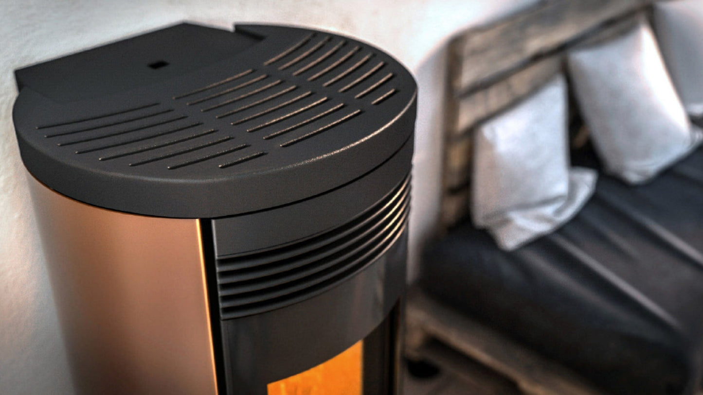 STUFA A PELLET A CONVEZIONE NATURALE E VENTILAZIONE Nobis Mod. A13 V ROUND Bronzo Kw 12,9