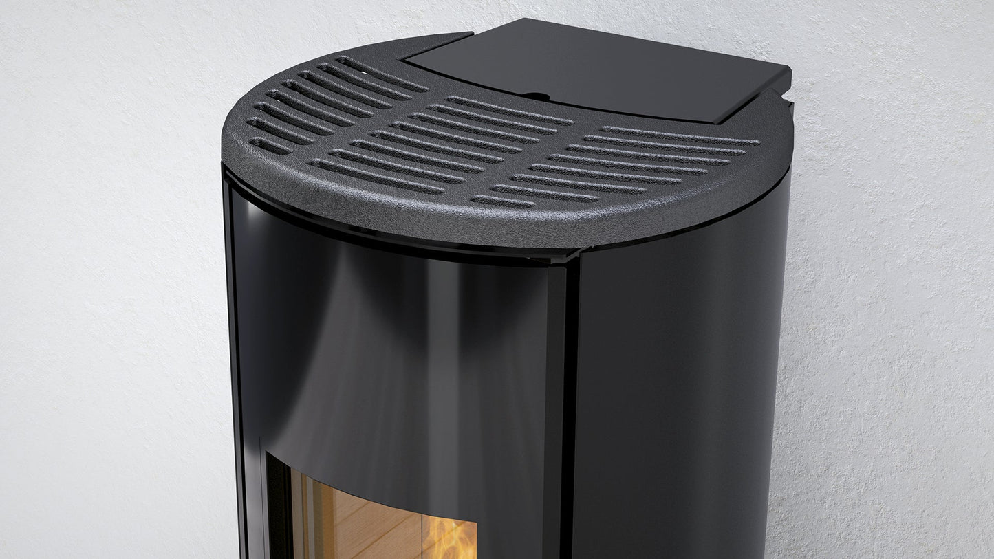Termostufa a pellet ventilata Nobis mod.H12 V Glass Shape Carboon Look Kw 16,8