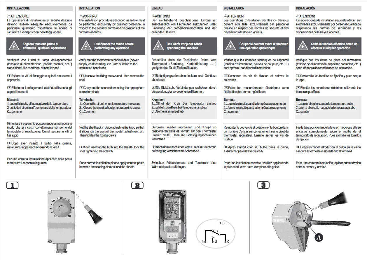 Termostato ad immersione 0-90°C regolazione esterna HB 7P1 E - 102070