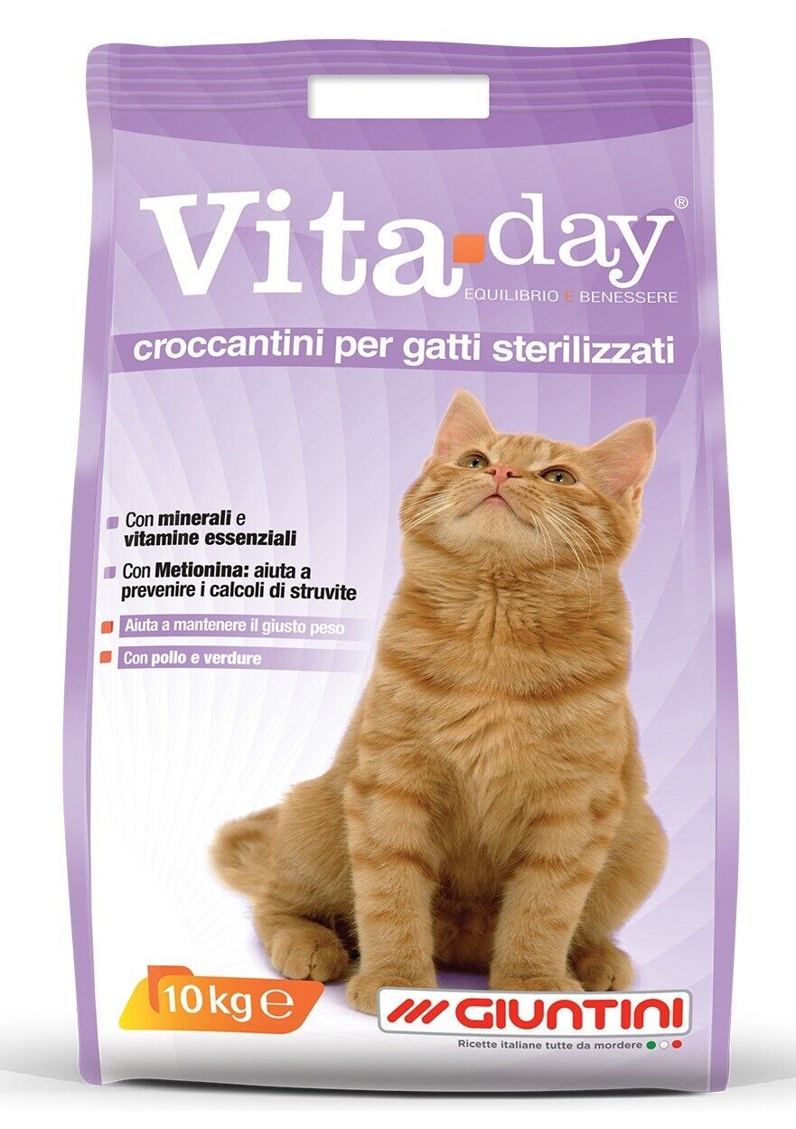 Vita Day Croccantini per gatti Sterilizzati 10 kg Crocchette pollo e verdure