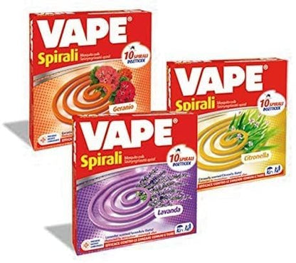 ZAMPIRONI ZAMPIRONE SPIRALI VAPE ANTIZANZARE 3 CONFEZIONI ASSORTITE 30pz TOTALE