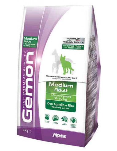 Monge Mangime Completo GEMON MEDIUM ADULT AGNELLO E RISO KG.15