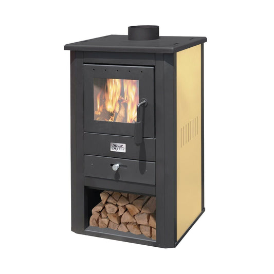 Stufa legna avorio Kw 10,7 cm 50x41x86h - Modello Pallade con vano porta legna