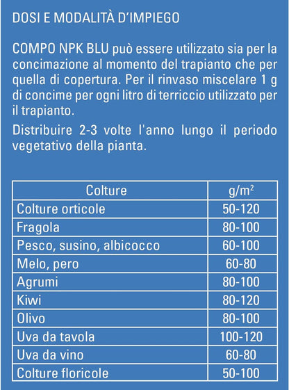 Concime in granuli Universale COMPO NPK+BLU piante orto frutta in sacco da 4 kg