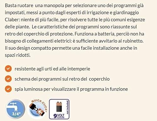 CLABER 8422 AQUAUNO LOGICA CENTRALINA PROGRAMMATORE 1 VIA IRRIGAZIONE GIARDINO