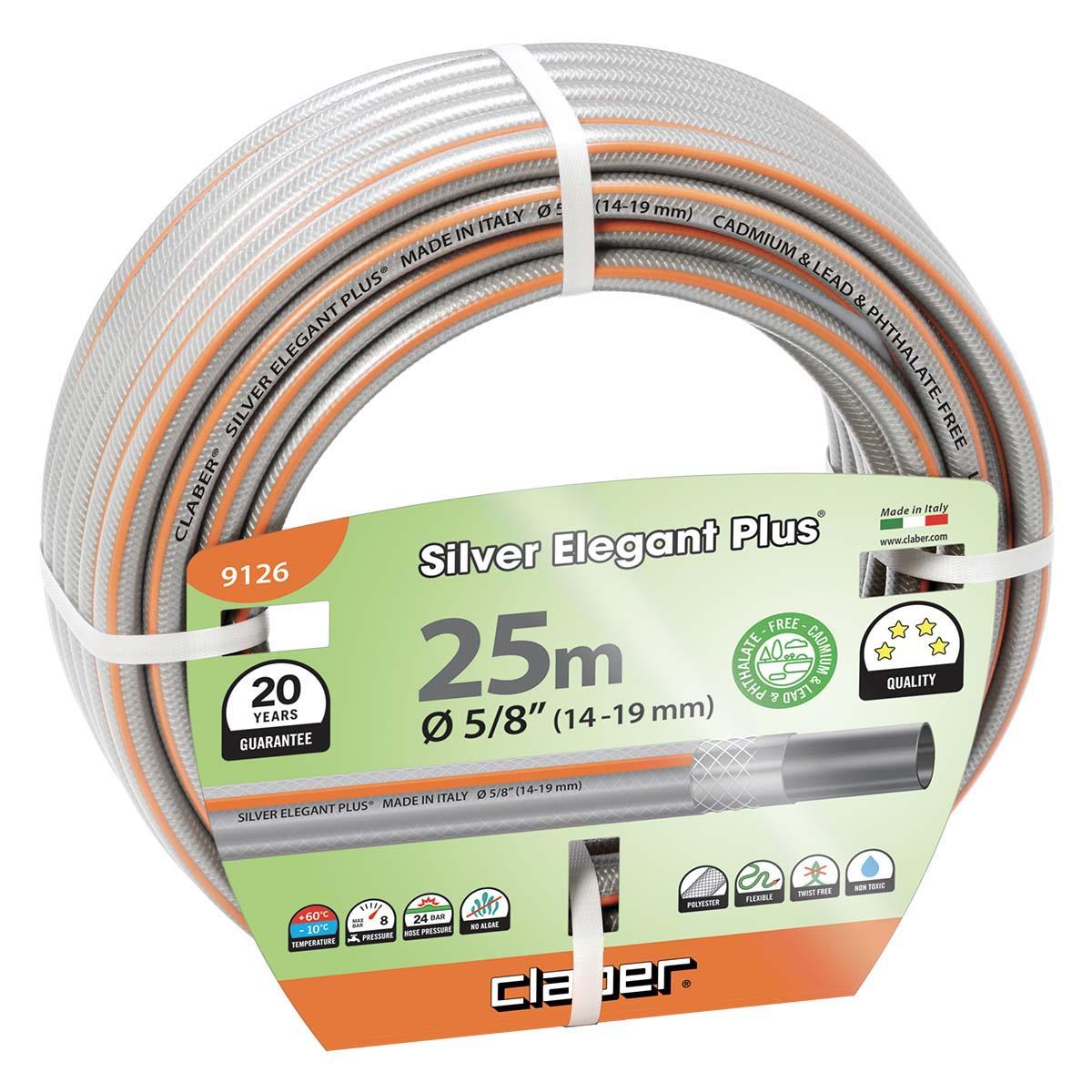Claber tubo retinato per irrigazione Silver Elegant Plus 5/8" Mt25 9126