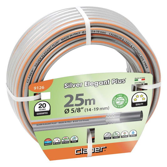 Claber tubo retinato per irrigazione Silver Elegant Plus 5/8" Mt25 9126