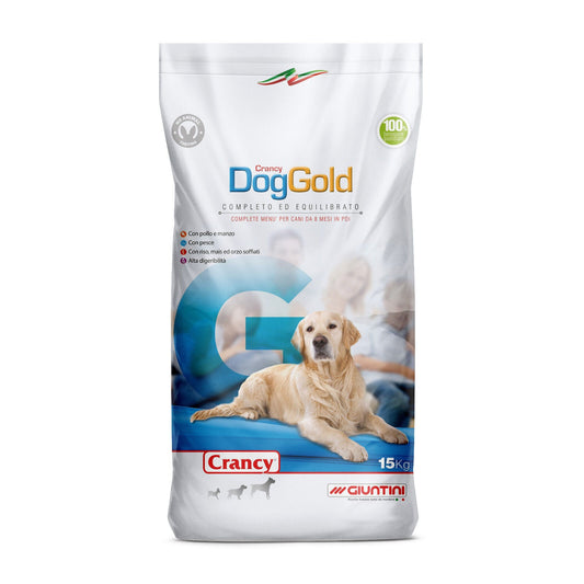 Mangime cani adulti CRANCY DOG GOLD kg 15 GIUNTINI carne pesce verdure riso