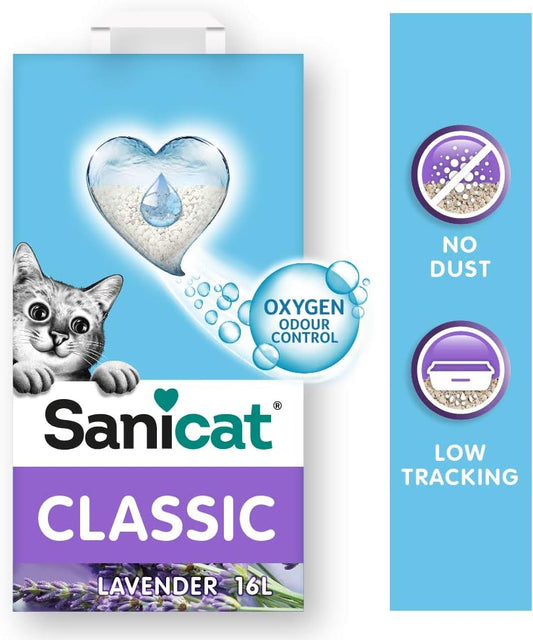 Lettiera Minerale Assorbente Sanicat Classic 16 Litri Lavanda Sabbia per Gatti