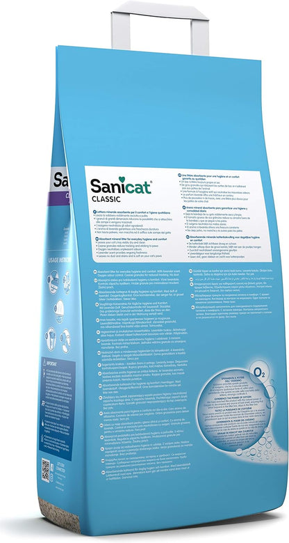 Lettiera Minerale Assorbente Sanicat Classic 16 Litri Lavanda Sabbia per Gatti