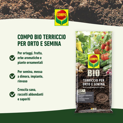 COMPO BIO Terriccio per orto e semina 20 lt Per colture orticole frutticole e semina