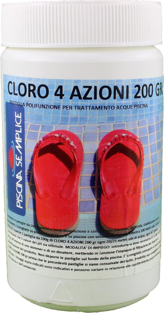 Cloro 4 azioni per piscina barattolo 1kg Lapi Chimici