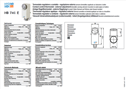 Termostato a contatto 0-90°C regolazione esterna HB 7A1 E - 102060