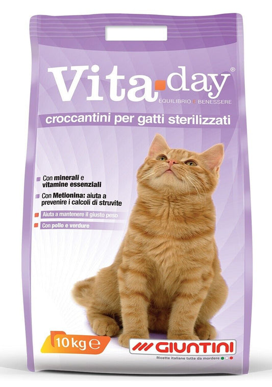 Vita Day Croccantini per gatti Sterilizzati 10 kg Crocchette pollo e verdure