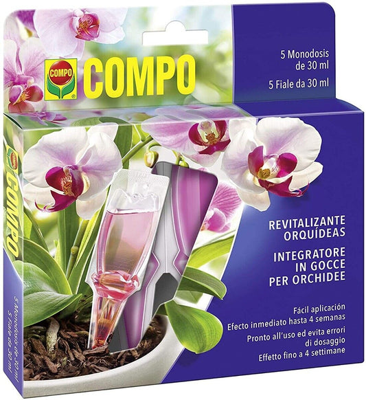 GOCCE PER ORCHIDEE CON SALI MINERALI, 5 FIALE MONODOSE DA 30ML COMPO